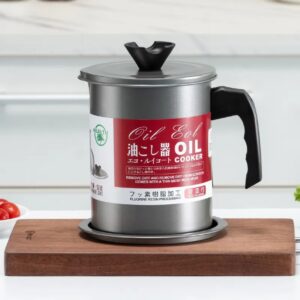 High-Quality Japanese Stainless Steel Oil Filter Pot with Strainer – 1.7L